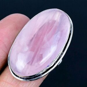 Rose Quartz Gemstone 925 Sterling Silver Handmade Ring